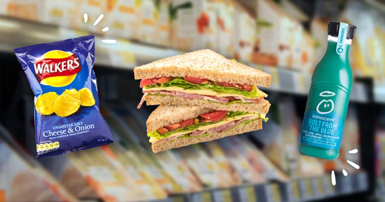 Sandwich crisps walkers cheese onion innocent smoothie meal deal